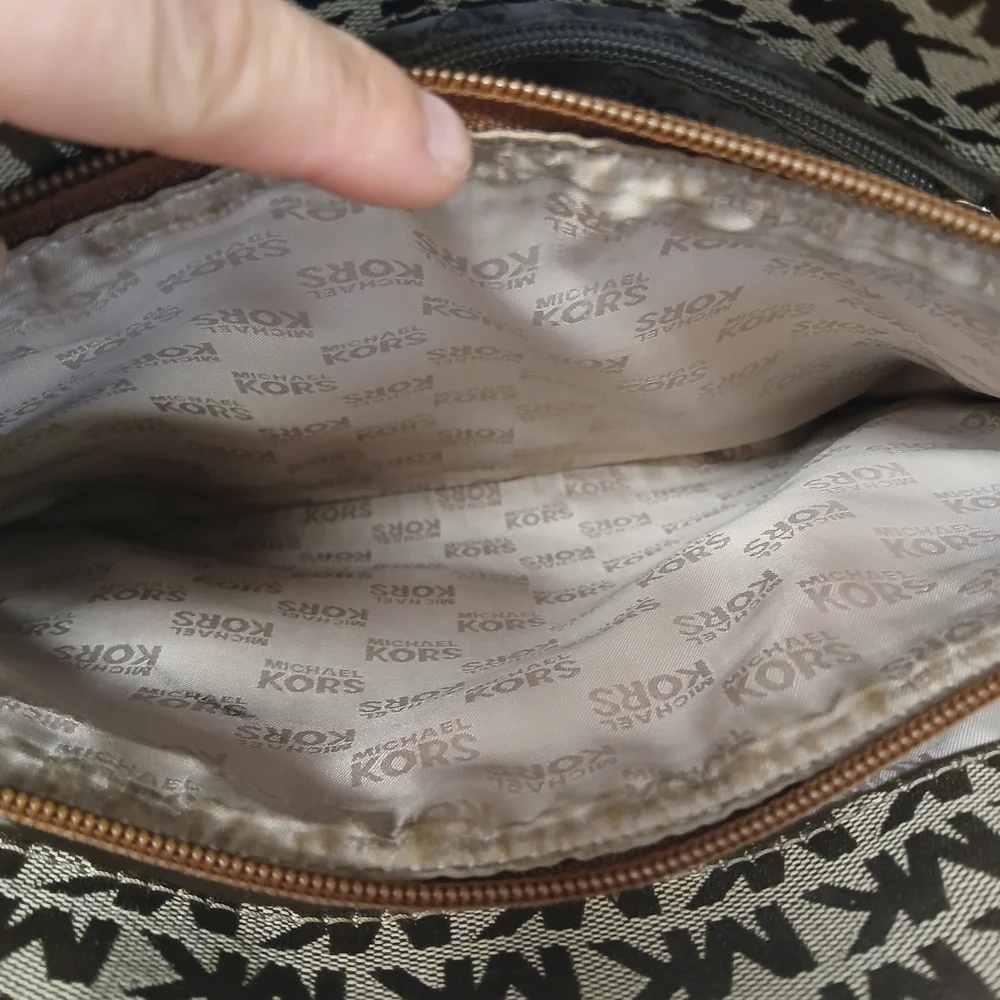 Michael Kors Brown Logo Canvas Tote Bag